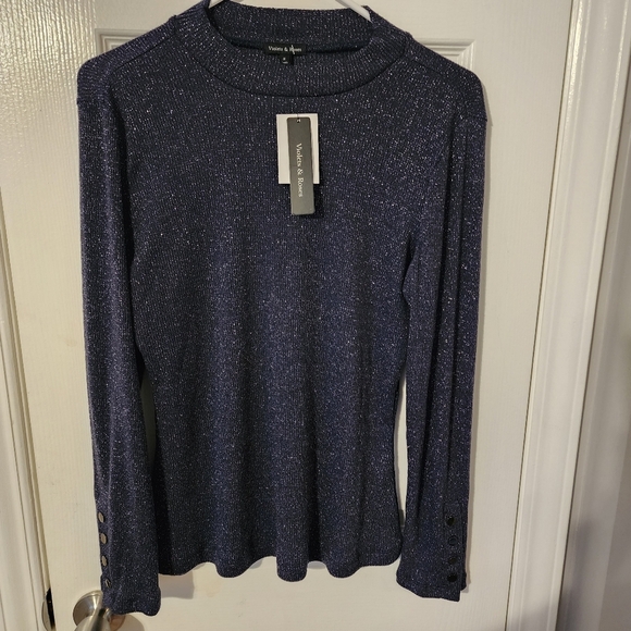 Violets and Roses M NWT Sparkling Long-Sleeve Top - Picture 1 of 7